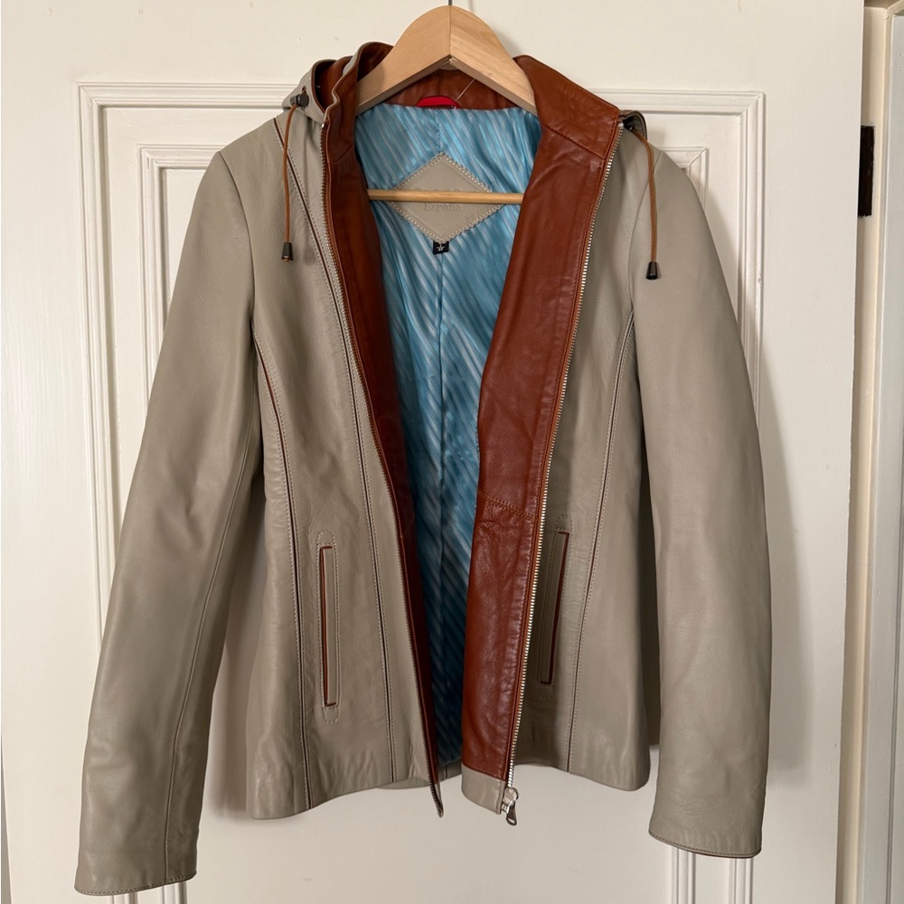 10piel España Leather Jacket with Blue Lining